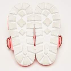 Prada Pink Rubber Buckle Detail Slides Size 36