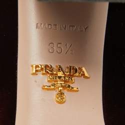 Pre Owned Prada Burgundy Velvet Pointed Toe Block Heel Pumps Size 35.5