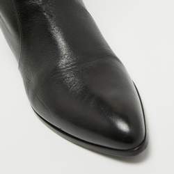 Prada Black Leather Knee High Block Heel Boots Size 36