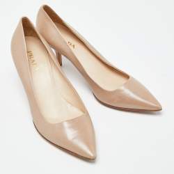 Prada Beige Leather Pointed Toe Pumps Size 39