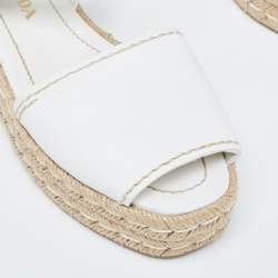 Prada White Leather Espadrille Platform Ankle Strap Sandals Size 38