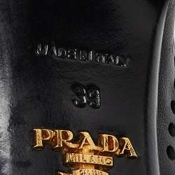 Pre Owned Prada Black Perforated Leather Peep Toe Ankle Booties Size 39