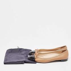 Pre Owned Prada Brown Leather Bow Ballet Flats Size 40
