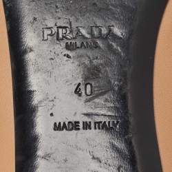 Pre Owned Prada Brown Leather Bow Ballet Flats Size 40