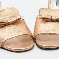 Prada Metallic Leather Block Heel Slides Size 39.5