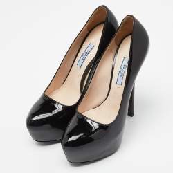 Prada Black Patent Leather Platform Pumps Size 38