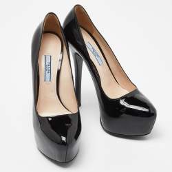 Prada Black Patent Leather Platform Pumps Size 38