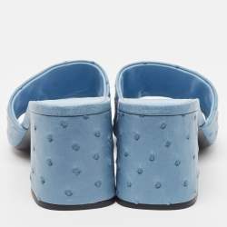 Prada Blue Ostrich Slide Sandals Size 40