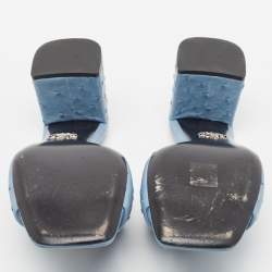 Prada Blue Ostrich Slide Sandals Size 40