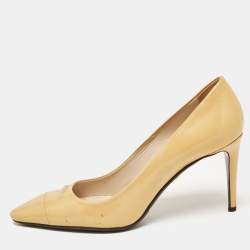 Prada Beige Patent Leather Pointed Toe Pumps Size 39.5