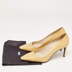 Prada Beige Patent Leather Pointed Toe Pumps Size 39.5