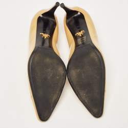 Prada Beige Patent Leather Pointed Toe Pumps Size 39.5