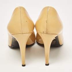 Prada Beige Patent Leather Pointed Toe Pumps Size 39.5