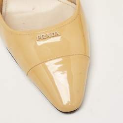 Prada Beige Patent Leather Pointed Toe Pumps Size 39.5