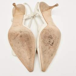 Pre Owned Prada White Leather Pointed Toe Slingback Pumps Size 40