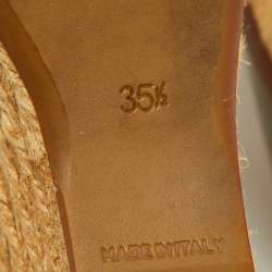 Pre Owned Prada Yellow Patent Leather Bow Espadrille Wedge Platform Ankle Strap Sandals Size 35.5