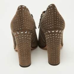 Prada Brown Studded Suede Ankle Booties Size 38