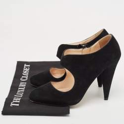 Pre Owned Prada Black Suede Mary Jane Pumps Size 36