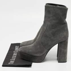 Pre Owned Prada Grey Suede Ankle Boots Size 39.5