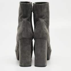 Pre Owned Prada Grey Suede Ankle Boots Size 39.5