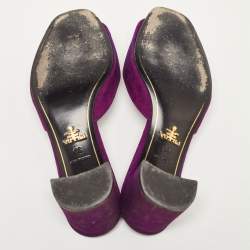 Prada Purple Suede Crystal Embellished Slide Sandals Size 39