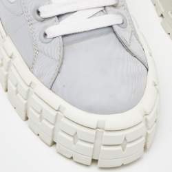 Pre Owned Prada Grey Nylon Double Wheel Lace Up Sneakers Size 41