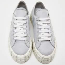 Pre Owned Prada Grey Nylon Double Wheel Lace Up Sneakers Size 41