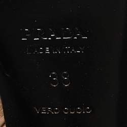 Pre Owned Prada Beige Pleated Leather Slingback Sandals Size 38