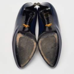 Pre Owned Prada Navy Blue Saffiano Leather Platform Pumps Size 38