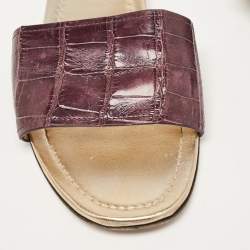 Prada Purple Crocodile Leather Flat Slide Size 39