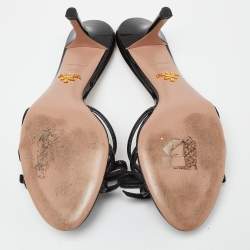 Prada Black Patent Leather Bow Slide Sandals Size 37.5