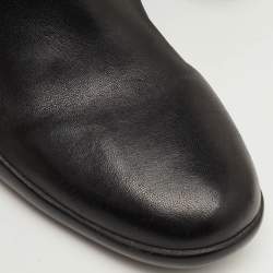 مملوكة مسبقًا حذاء بوت برادا جلد أسود لوسط الساق مقاس 38.5