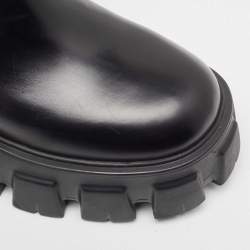 Prada Black Leather and  Nylon Monolith Boots Size 38