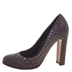 Prada Grey Suede Studded Pumps Size 39