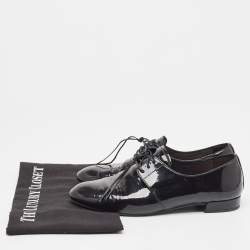 Prada Black Patent Leather Lace Up Derby Size 36.5