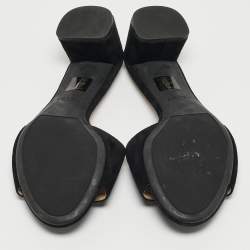 Prada Black Suede Bow Slide Sandals Size 35