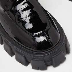 Pre Owned Prada Black Patent Leather Monolith Platform Derby Sneakers Size 36