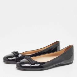 Pre Owned Prada Black Patent Bow Ballet Flats Size 37