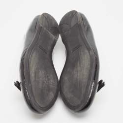 Pre Owned Prada Black Patent Bow Ballet Flats Size 37