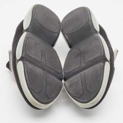 Pre Owned Prada Black Mesh and Rubber Velcro Slip On Sneakers Size 38