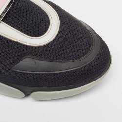 Pre Owned Prada Black Mesh and Rubber Velcro Slip On Sneakers Size 38