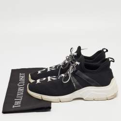 Pre Owned Prada Black Fabric Knit Fabric High Top Sneakers Size 39