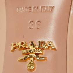 Pre Owned Prada Beige Patent Leather Crystal Embellished Bow Pumps Size 36