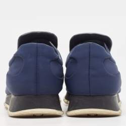 Prada Navy Blue Nylon Slip On Sneakers Size 38.5