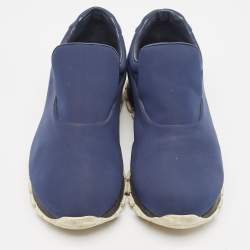 Prada Navy Blue Nylon Slip On Sneakers Size 38.5