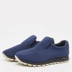 Prada Navy Blue Nylon Slip On Sneakers Size 38.5