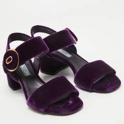 Prada Purple Velvet Ankle Strap Sandals Size 37.5