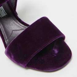 Prada Purple Velvet Ankle Strap Sandals Size 37.5