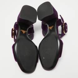 Prada Purple Velvet Ankle Strap Sandals Size 37.5