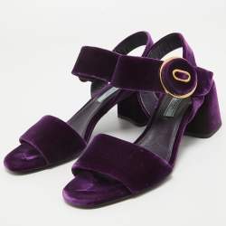 Prada Purple Velvet Ankle Strap Sandals Size 37.5